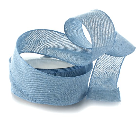 Ribbon Traditions 2.5" Wired Burlap Ribbon 338 Vintage Blue 10 Yards