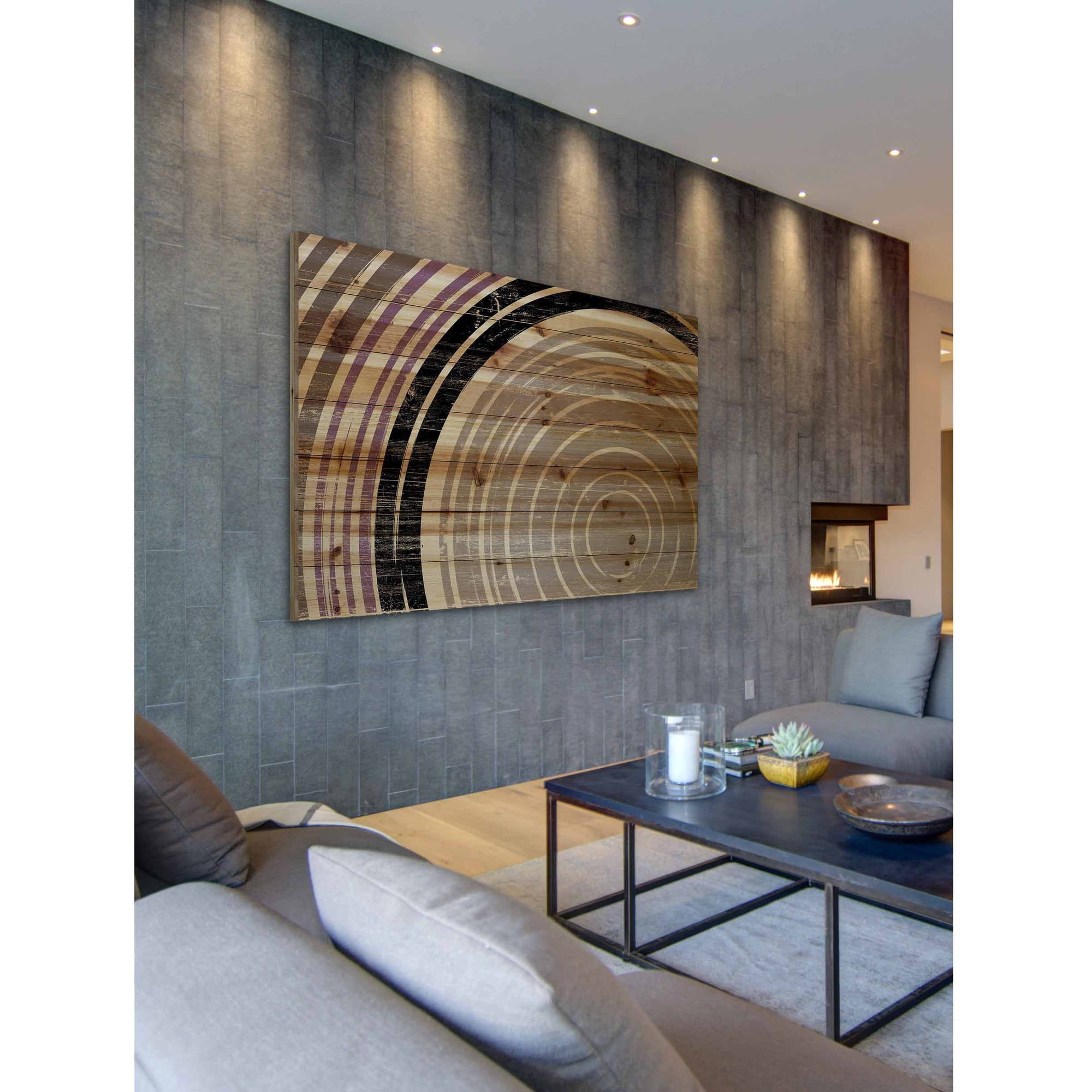 Marmont Hill - "Tan Rings" Painting Art Print On Natural Pine Wood, 36.0" x 1.5"