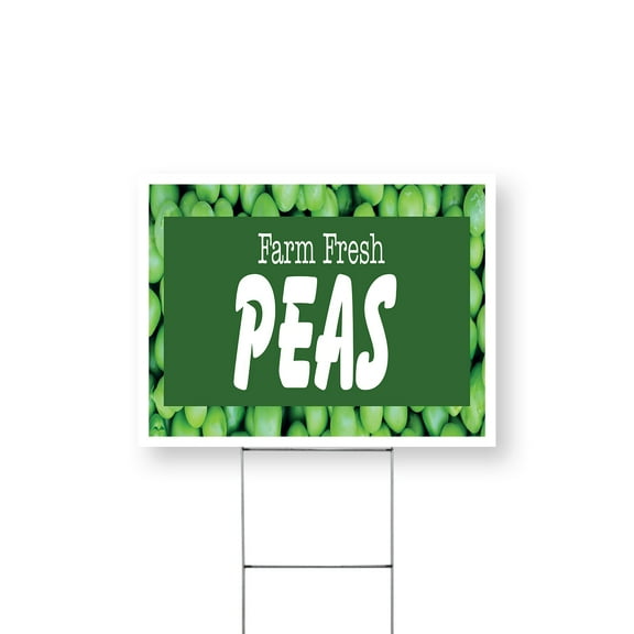 Farm Fresh Peas Yard Sign 12 Inch x 16 Inch Single Sided Weatherproof Heavy-Duty Plastic with Stake | Fresh Vegetables, Healthy Snacks, Farmer’s Promotions | Made in USA