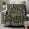 thumbnail image 2 of Sage Green Floral Blanket Soft Cozy Warm Throw Blanket for Couch, Plush Fuzzy Flannel Fleece Blankets for Sofa, Ethnic Tribe Abstract Art Flowers Bed Blankets Lightweight Gifts for Women, 40"x50", 2 of 9