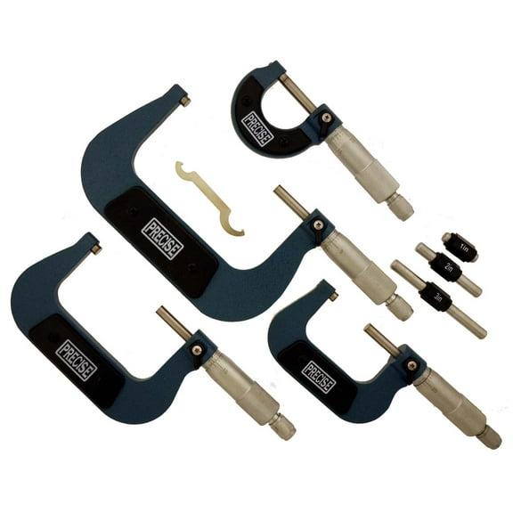 4 Piece Micrometer Set - Sizes 0" - 4" (ToolUSA: TM-14838)