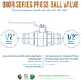 thumbnail image 5 of Midline Valve 932012VLV-5 Premium Press Ball Valve, with 1/2 in. Press Connections, Brass (Pack of 5), 5 of 6