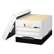 Bankers Storage Box, Legal, Locking Lid, White/Black, 12 per Carton