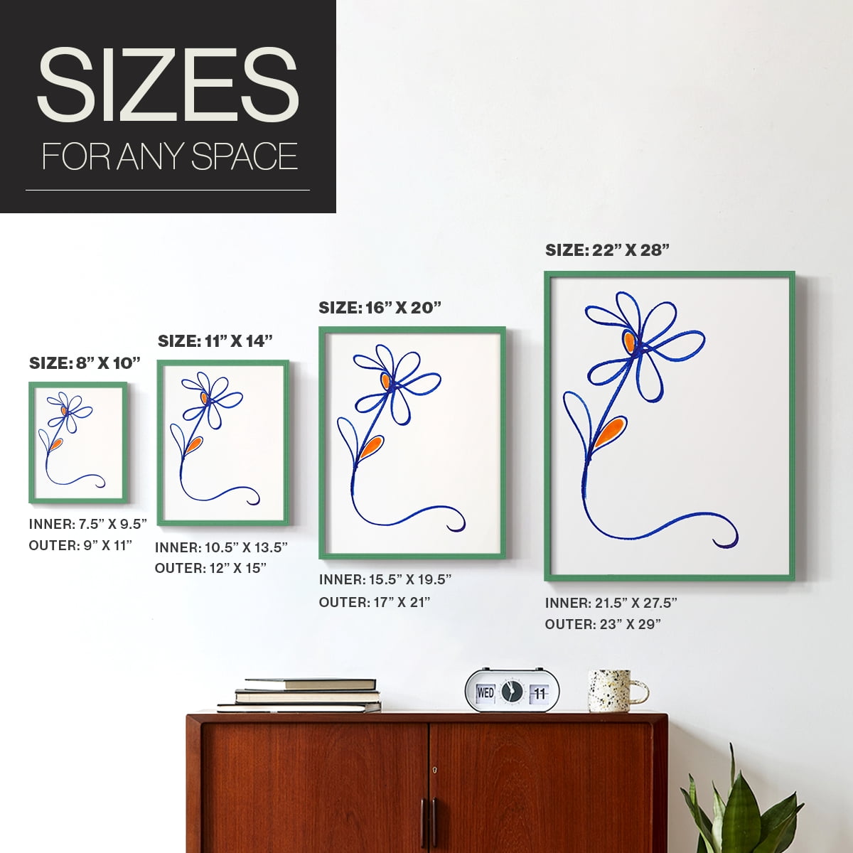 Wobbly Blooms I Framed Print - Solid Wood in Single Picture Frame Solid Wood 2 Framed Print