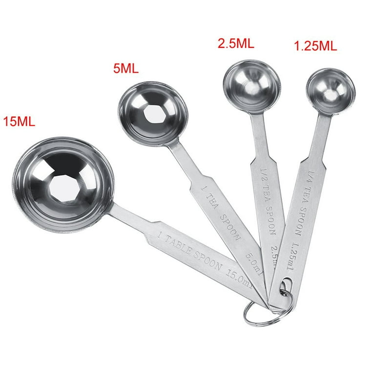 4PCS/SET Stainless Steel Metal Kitchen Measuring Spoon for Liquid Dry  Ingredient
