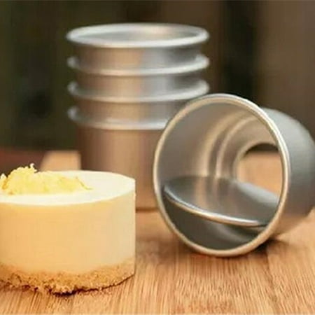 

opvise 5Pcs 2.5inch Round Mini Cake Pan Removable Bottom Pudding Mold DIY Baking Tools A