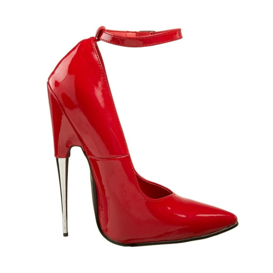 Devious - Womens Red High Heel Shoes Scream Fetish Shoes Ankle Strap ...