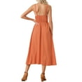 thumbnail image 3 of INSPIRE CHIC Women's 2024 Summer Boho Maxi Dress Casual Sleeveless Spaghetti Strap Tied Waist Flowy Long Maxi Dress M Orange, 3 of 5