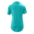 thumbnail image 4 of MIXUE Boho Tops For Women Summer Solid Color V Neck Short Sleeve Casual Soft Stylish Basic Pullover Shirts For Women Tee Shirts Holiday Wear,Green,L, 4 of 5