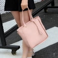 thumbnail image 5 of Mwjwdo Women's Vintage Oil Wax Leather 4-Piece Tote Bag Set, Solid Color Top Handle Satchel Crossbody Handbags for Daily Commute Pink, 5 of 5