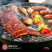 Megamaster 18 Portable Charcoal Barbecue Grill with Adjustable Air Vent, Storage Rack, 245 SQ. In Cooking Area, 2 Wheel Transport BBQ Grill for Camping, Outdoor Cooking, Patios, and More - 810-KY003