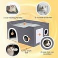 thumbnail image 5 of Indoor Heated Cat House, Adjustable Temperature Cat Heating Bed with Timer and Chew Resistant Cord, Large Cat House with Heating Pad for Small Medium and Large Cats, 5 of 7