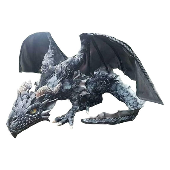 Yucurem Dragon Statue Garden Reison Dragon Sculpture Vintage Flying Combat Dragon (A)