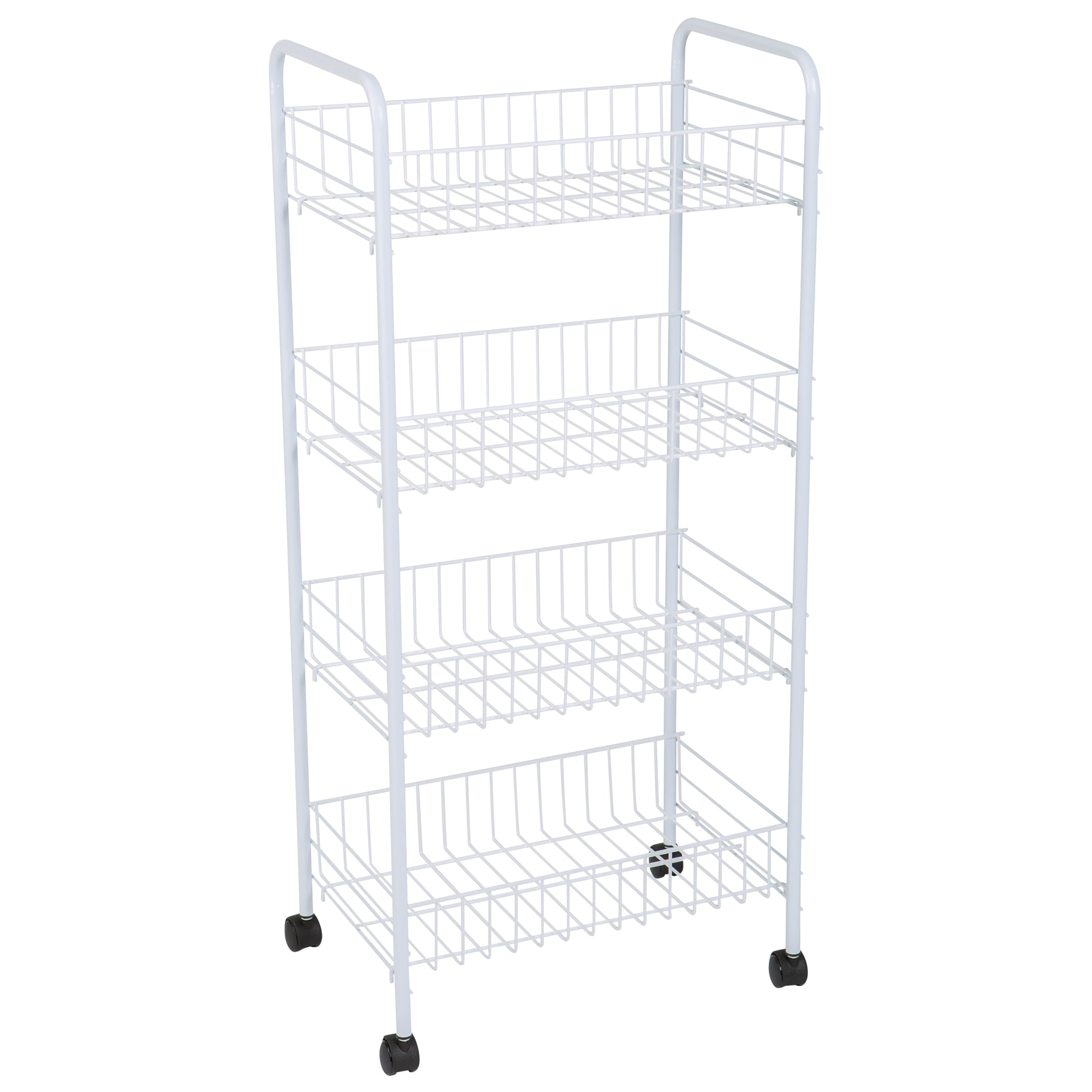 Simplify 4 Tier Rolling Storage Cart in White 21.4 x 9.4 x 32.68