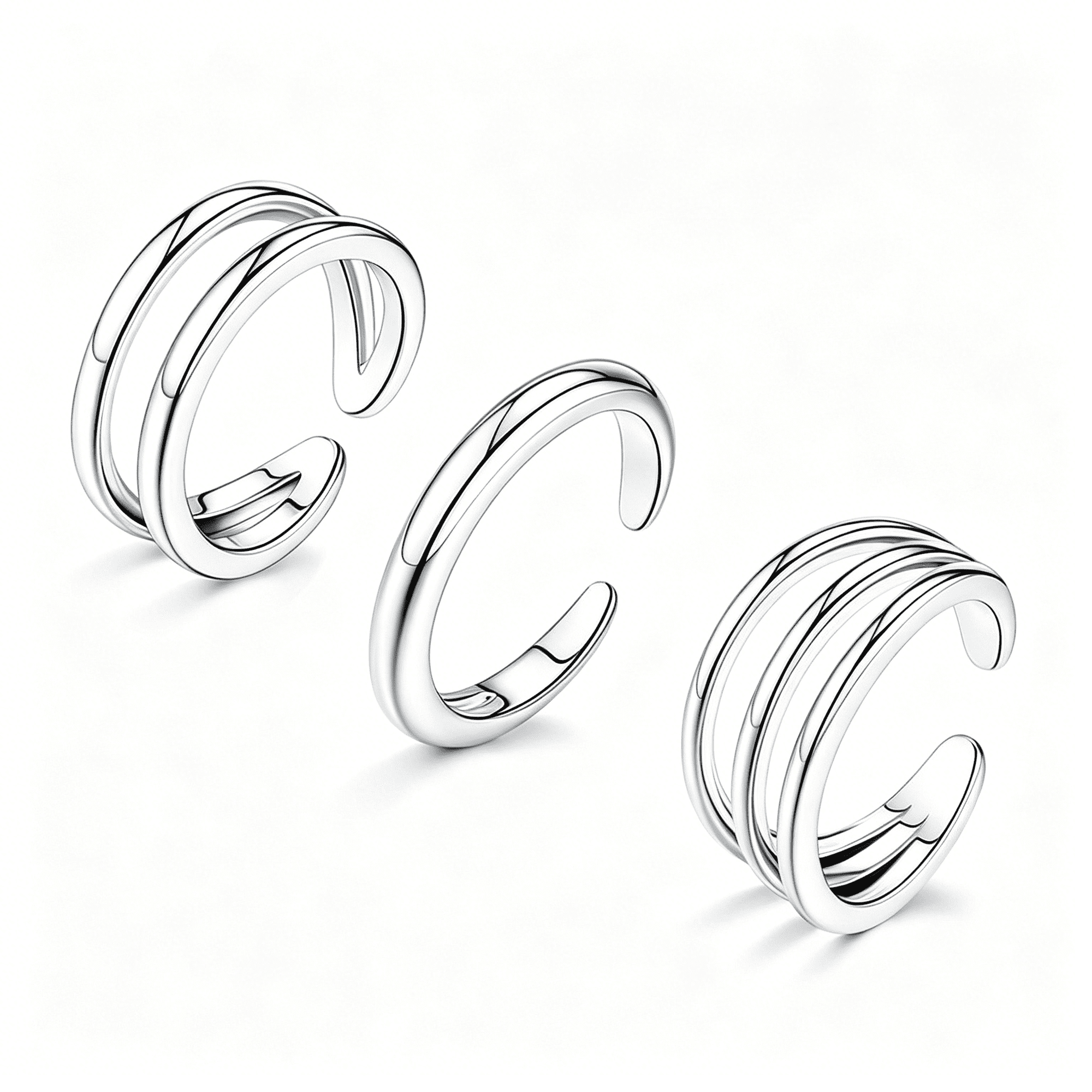 DESIGNICE 3Pcs Toe Rings for Women Non Tarnish-Adjustable 14K Gold Plated Toe Ring Silver Dainty Open Toe Rings Set Waterproof Summer Beach Foot Jewelry