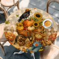 thumbnail image 4 of Round Table Cover 55-60 Inch Thanksgiving Waterproof Reusable Table Cloth Round Fitted Vinyl Tablecloth with Elastic Edged for Parties Outdoors, Fall Harvest Punpkin Maple Leaf Farmhouse, 4 of 9