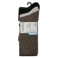thumbnail image 6 of MeMoi Women's 4 Pair Pack Non-Binding Roll Top Buttersoft Crew Socks - Womens - Female, 9-11, Brown Twist-Navy-Taupe-Black, 6 of 6