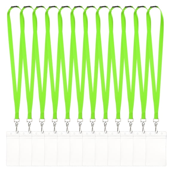 Uxcell 12Pack Colored Lanyards for ID Badges, Breakaway Lanyards for Keys, Fluorescent Green
