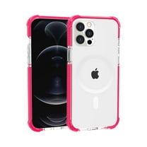 For iPhone 13/14 Acrylic [Magnetic Circle] Tough 2.5mm Transparent ShockProof Hybrid - Hot Pink