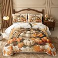 thumbnail image 2 of Erosebridal Plaid Pumpkin Bed Spread Queen 3pcs,Fall Harvest Queen Coverlet Set,Beige,1 Quilt and 2 Pillowcases, 2 of 7