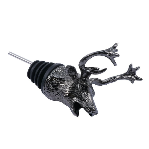 Milisten Zinc Alloy Deer Bottle Pourer Black Finish for Home Bar Kitchen 1 Piece Design