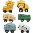 thumbnail image 4 of ELAYARD 6-Piece Wooden Train Car Set with Colorful Animal Designs, and Assorted Colors for Kids, 4 of 8