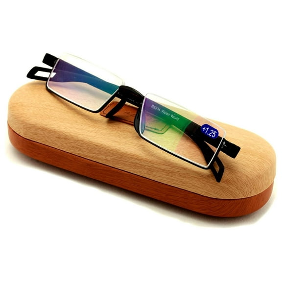 Featherweight Slim Half Rim Memory Flex Reading Glasses With Anti-reflective AR Coating Black 1.25 x