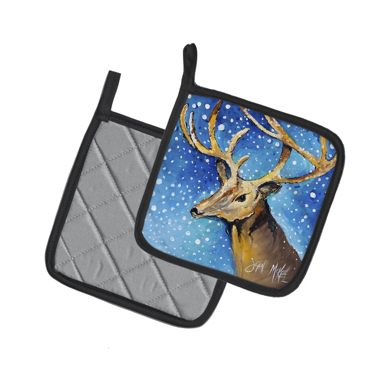 Carolines Treasures JMK1206PTHD Reindeer Pair of Pot Holders , 7.5HX7.5W, multicolor