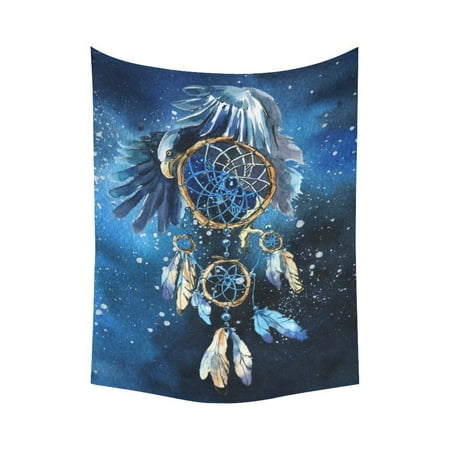 Dreams Wall Tapestry PHFZK Watercolor Painting Wall Art Home Decor, Cute Dream Dream Blue Tapestry Wall Hanging 60 X 80 Inches ()
