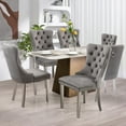 thumbnail image 3 of JESTOP Velvet Dining Chairs Set of 6, Tall Back Side Chair, Modern Upholstered High-end Tufted Side Chair with Button Back Ring, Silver Legs (Grey), 3 of 7