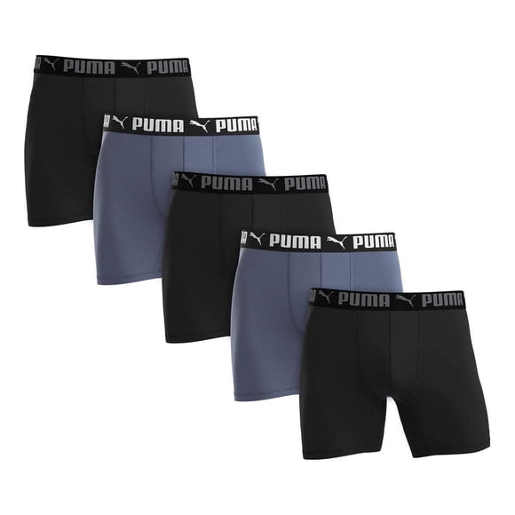 Puma Men's Microfiber Boxer Brief, 5-pack (X-Large, Black and Gray)