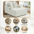 thumbnail image 5 of Wiilayok 54 inch Oversized Chaise Lounge Chair Indoor,Corduroy Upholstered Cloud Sleeper Chairs Sofa Couch with Ottoman,Cup Holder for Living Room, Apartment, Office, Beige, 5 of 11
