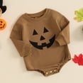 thumbnail image 3 of Okbabeha Baby Girl Boy Halloween  one-piece  Pumpkin Face Sweatshirt Romper Pumpkin Patch Bodysuit Halloween Clothes Outfit, 3 of 8