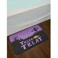 thumbnail image 2 of Scarecrow Bath Mat, Halloween Themed Image with Trick or Treat Lettering and Scary, Plush Bathroom Decor Mat with Non Slip Backing, 29.5" X 17.5", Violet Charcoal Grey, by Ambesonne, 2 of 2