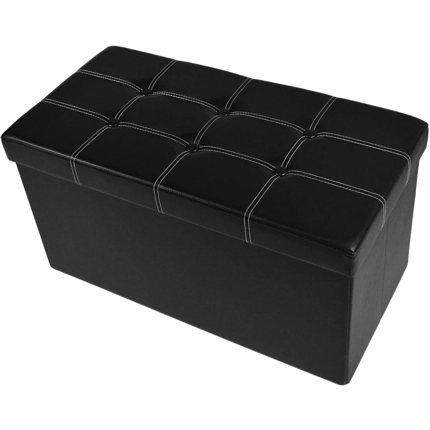 Achim Collapsible Tufted Storage, Small Leather Ottoman Storage