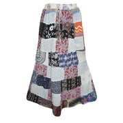 Mogul Womens Patchwork Skirt Colorful Printed Bohemian Ethnic Festival Maxi Skirts