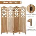 thumbnail image 3 of Wood Room Divider 4 Panel 5.6Ft Carved Room Divider and Folding Privacy Screen, Minimalism Portable Partition Screen Divider for Room Separation, Room Decoration for Home Office - Natural, 3 of 18