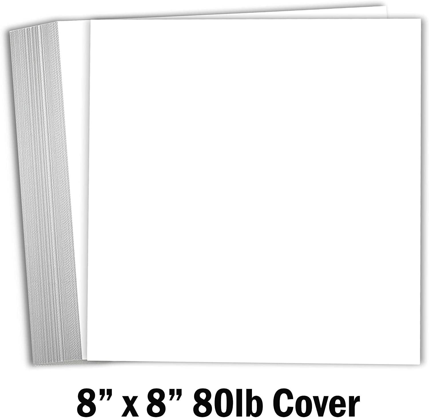 8x8 White Scrapbook Cardstock Paper 80lb Cover Card Stock 100 Pack