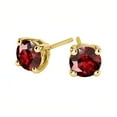 thumbnail image 2 of Bonjour Jewelers 18k Yellow Gold 2 Pair Created Ruby 4mm Round & Princess Cut Stud Earrings Plated, 2 of 3