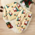 thumbnail image 5 of LMTODLFG Baby Girl Clothes Toddler Boys Girls Christmas Long Sleeve Cartoon Santa Prints T Shirt Pullover Tops Pants Outfits Kids Clothes White 6-12 Months, 5 of 8