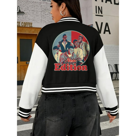 Women's Retro Baseball Jacket Hoodie Big Size 80s Band Style Bobby Brown Hope Collection