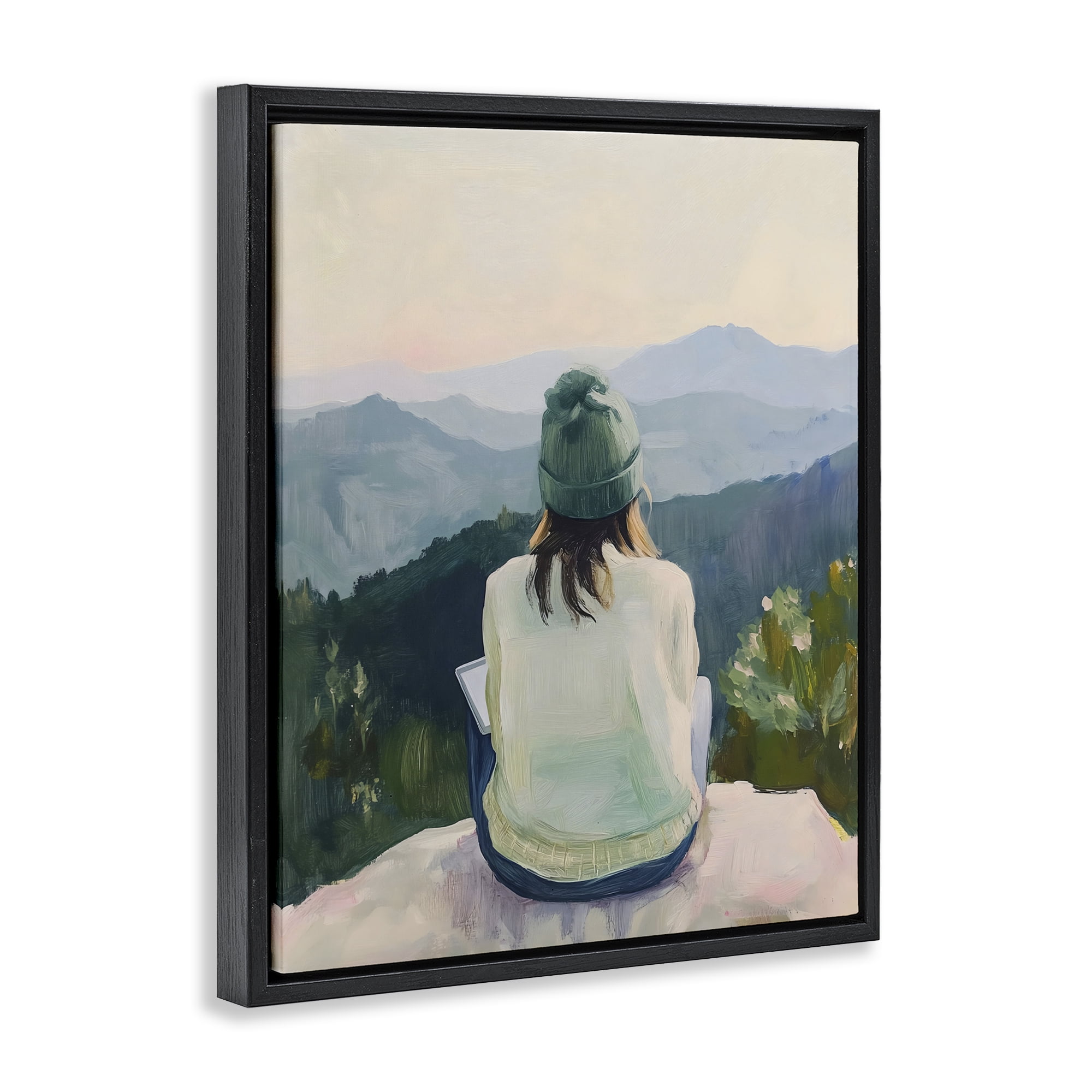 Stupell Industries Mindful Solitude Meditation View Black Framed Floater Canvas Wall Art, design by The Prints Vibe