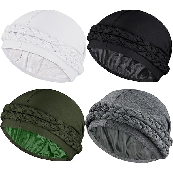 wonima11 Satin Lined Turban for Women Mens Halo Turban Silky Lined Durag for Waves Braids Locs Sleeping Bonnet Sleep Cap