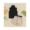 thumbnail image 4 of Bslissey Toddler Baby Girls 2Pcs Summer Outfits Sleeveless Turtleneck Vest + Pockets Cargo Skirt with Belt 6M 12M 18M 24M 3T 4T Kids Casual Solid Color Skirt Sets, 4 of 8