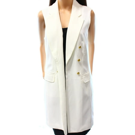 - INC NEW White Women's Size Medium M Military Style Blazer Vest Jacket