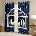 thumbnail image 2 of jejeloiu Merry Christmas Modern Geometric Checkered Blackout Curtains, Pack of 2 (42x84 Each), Luxury Blue White Black Unisex Bedroom Decor, 2 of 6