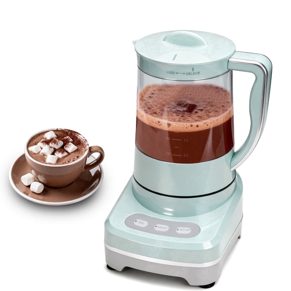 Mailand Hot Chocolate Maker, Milk Warmer for Coffee & Drink, 3-in-1 Warm Chocolate Machine, 3.5 Cups, 29 Oz, Aqua