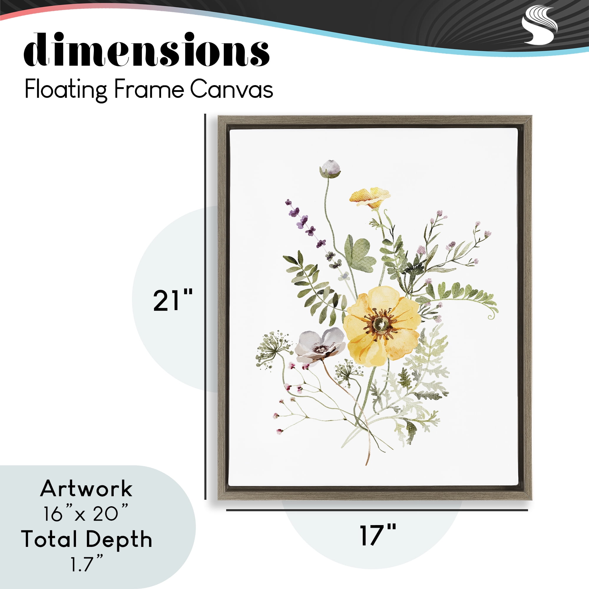 Gardening Herb Blooms Brown Framed Floater Canvas Wall Art, design by Lettered and Lined
