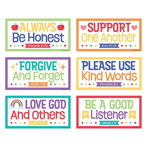 Colorful Bible Classroom Rules Poster Set - 6 Pieces