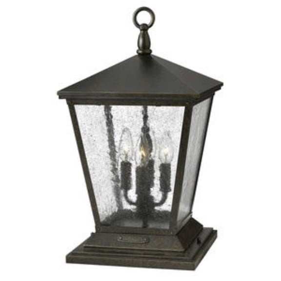 4 Light Large Outdoor Low Voltage Pier Mount Lantern in Traditional Style 11 inches Wide By 19.75 inches High-Regency Bronze Finish-E12 Candelabra